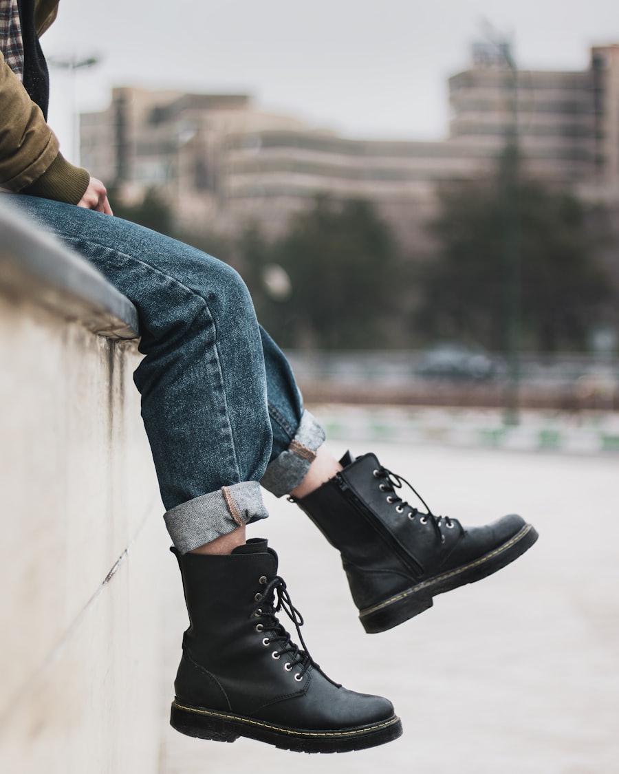 Black lace-up boots upload thumbnail