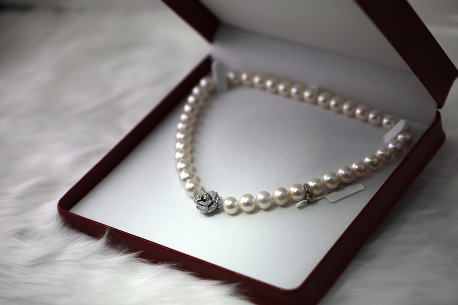 Pearl strand necklace in a red presentation box